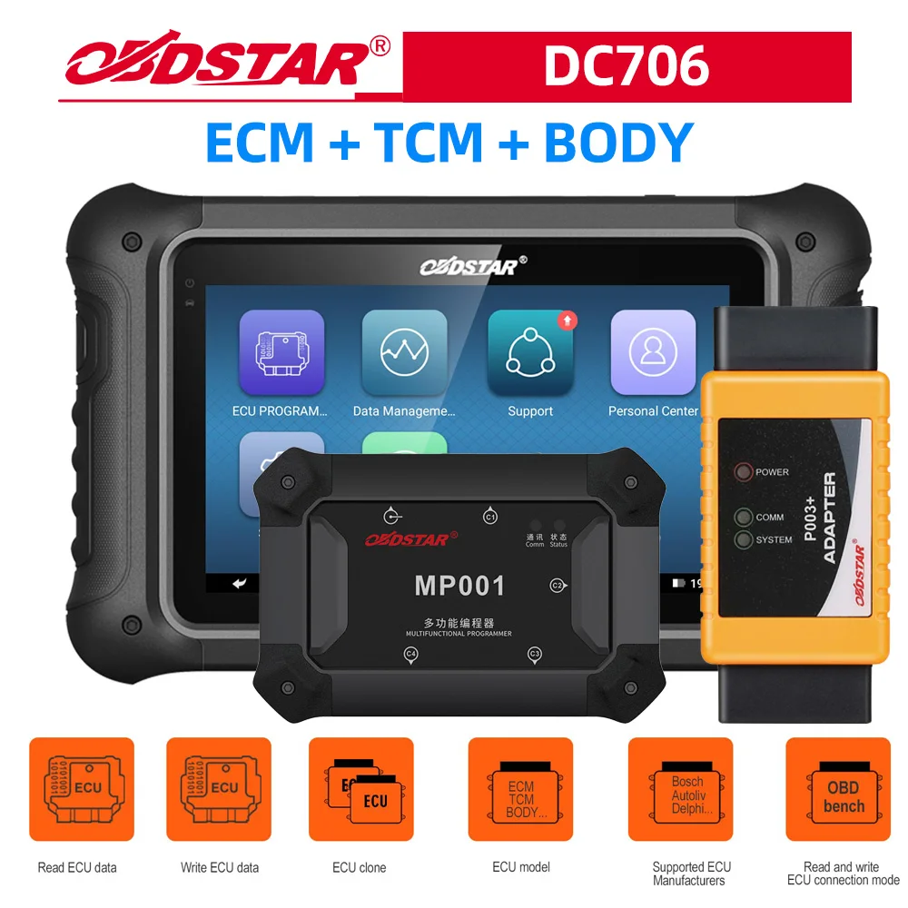 OBDSTAR DC706 ECU Tool полная версия ECM &amp TCM BODY Clone от OBD или скамья плюс P003 + комплект и MP001