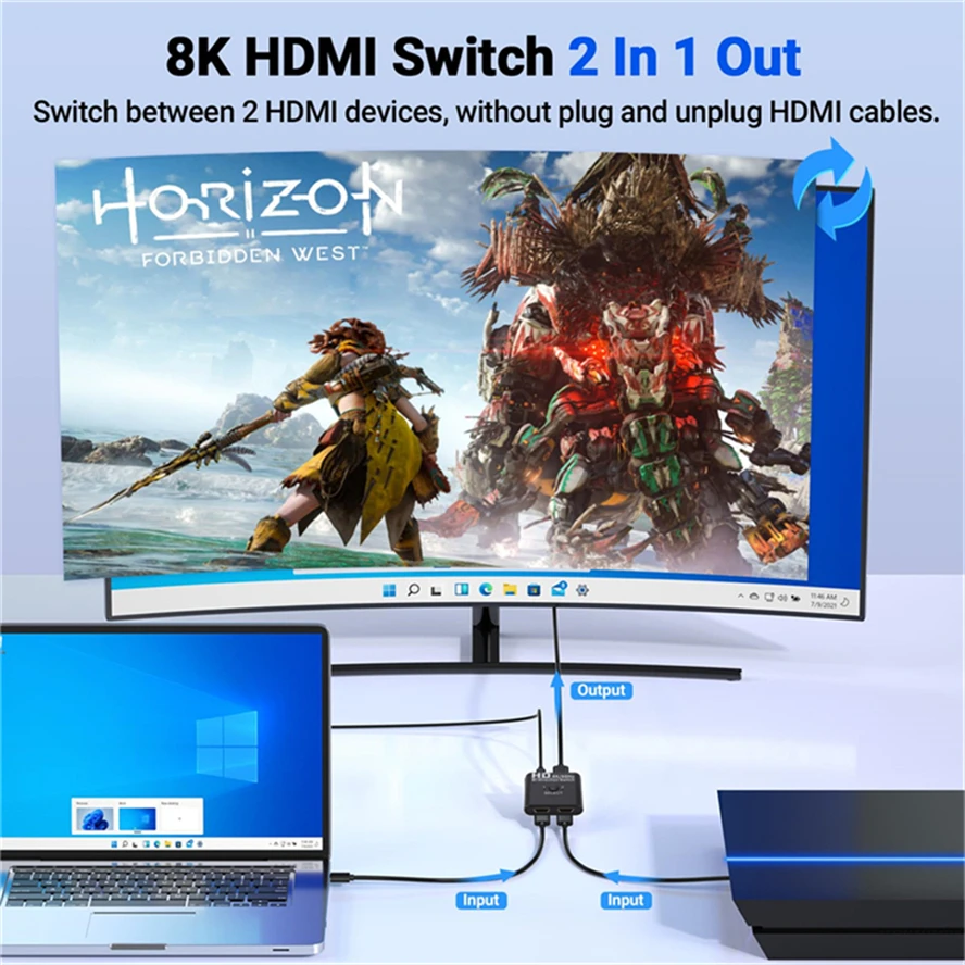 Фото 4K HDMI-совместимый переключатель двунаправленный сплиттер 1x 2/2x1 HDMI 8K 60 Гц переключатель 2 в 1 для PS4/3 ТВ-монитора переключатель адаптер №2