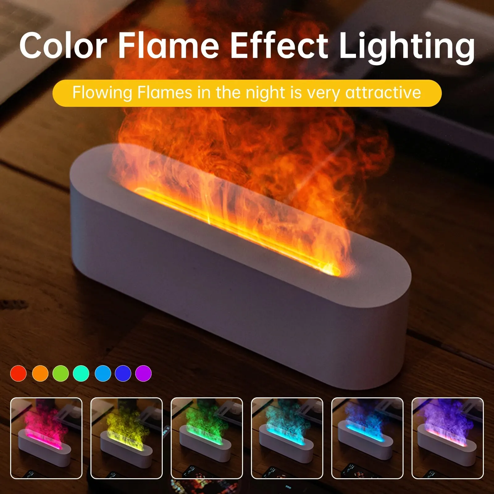 Современный RGB ароматический диффузор с эффектом пламени