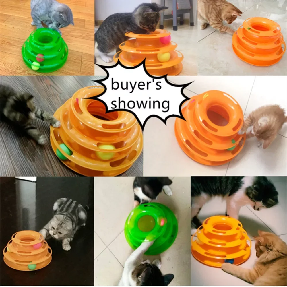 

Cat Pet Toys Cat Crazy Ball Disk Interactive Amusement Plate Play Disc Trilaminar Turntable Cat Toy