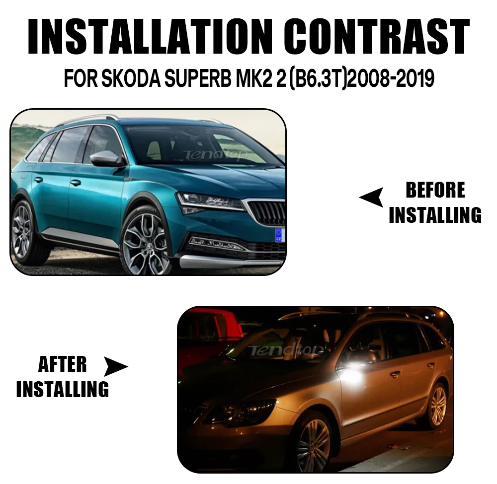 Для Skoda Octavia Mk2 Mk3 5E 2012-2019 1Z Phase 2 Superb 2008-2019 6000K Белый светодиодный светильник под