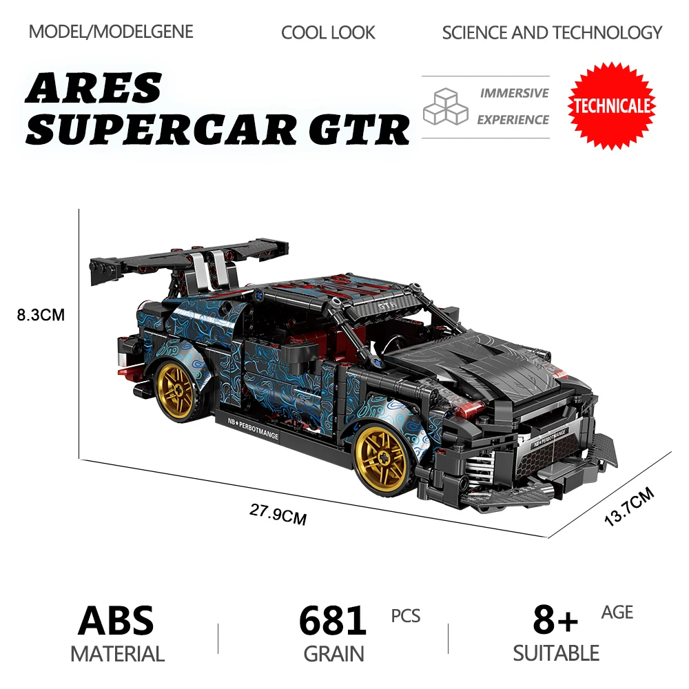 

1:24 MOC Creative Racing Vehicle Model Sports Car Building Blocks Ares Supercar GTR Technical High Tech Toys For Kids Gifts Sets