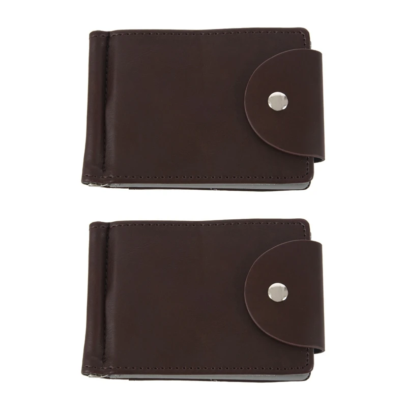 

2X Ultra-Thin Slim Men Leather Money Clip Wallets ID Credit Card Holder Coin Purse Gray