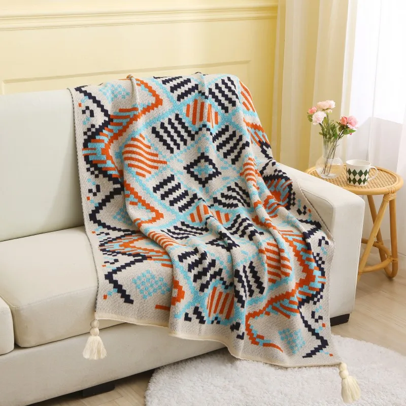 

Blanekets Plaid For Nordic Ins Wind Summer Universal Beds Sofa Bed Decorative Boho Sofa Cover Throw Blanket Picnic With Tassel