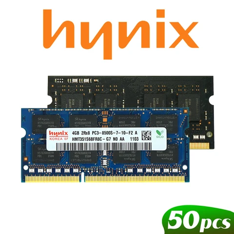 Hynix SODIMM 10 шт. 50 шт. DDR3 DDR3L 8 ГБ 4 ГБ PC3L PC3 1,5 в 1,35 в 1066 1333 1600 8500S 10600S 12800S оперативная память для ноутбука