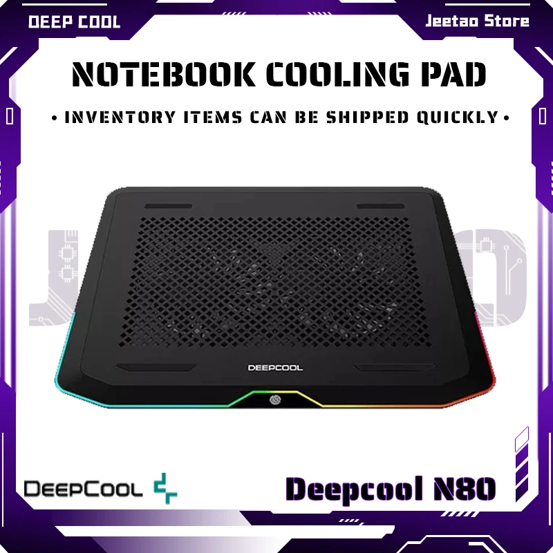 

Охлаждающая подставка DEEPCOOL N80 для ноутбука, двойная регулировка угла наклона 0-17,3 дюйма, сенсорный RGB, управление холодной лампой, двойной бе...