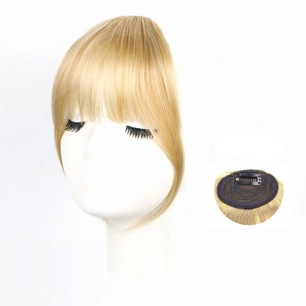Gres Women Bang Synthetic Hair Clip In High Temperature Fiber Fake Hair Pieces Blonde Full Bangs Clip for Girls