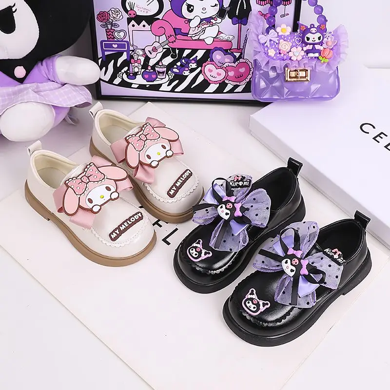 Sanrio/весенне-осенняя обувь для девочек маленькие кожаные туфли на мягкой подошве