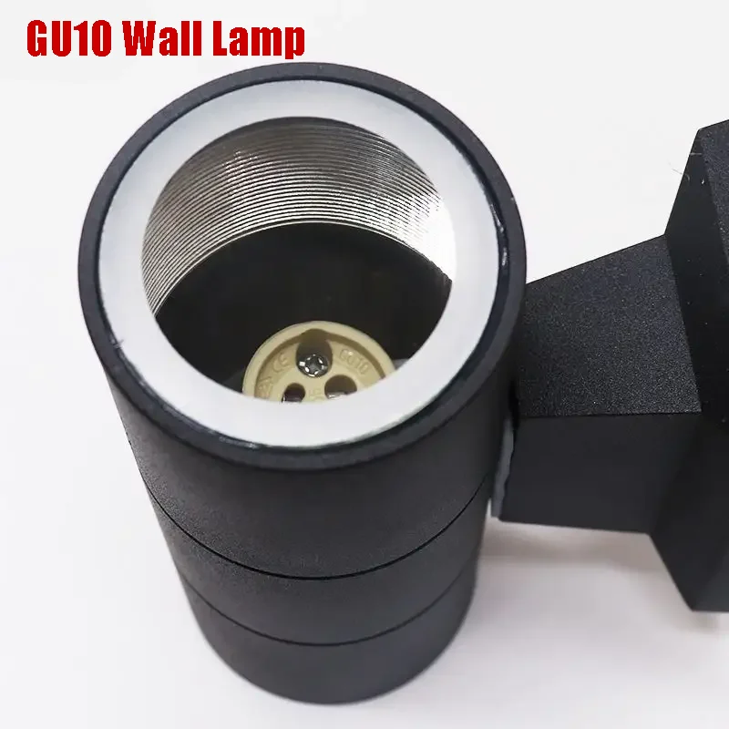 

Вертикальный настенный светильник GU10, уличная водонепроницаемая лампа черного и серого цветов для сада и двери, освещение для внутреннего дворика с двойной головкой