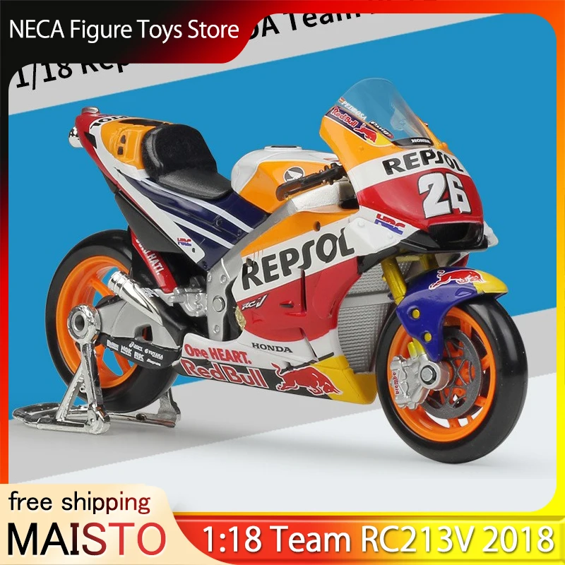 Фото Maisto 1:18 трековые гоночные мотоциклы Ducati Lenovo и Repsol Honda RC213V моделирование литья под давлением # 26 Dani Pedrosa 2018 Tribute №1