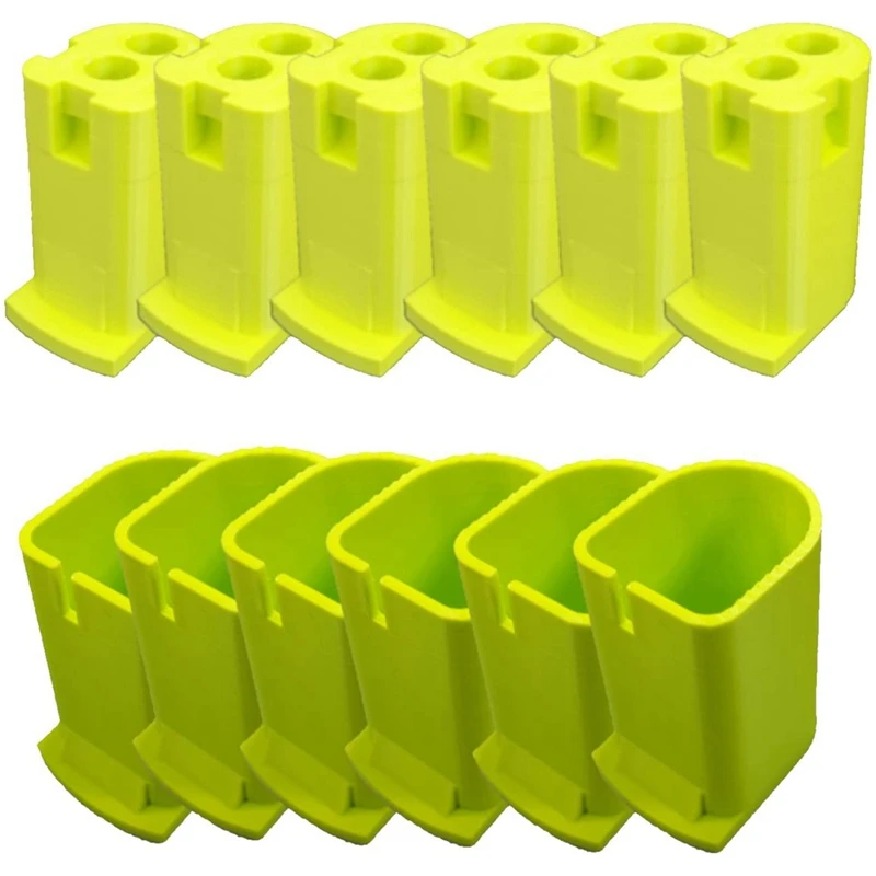 

12 PCS 18V Cordless Tool & Battery Mounts Hangers Holders Brackets Yellow-Green Plastic For Ryobi