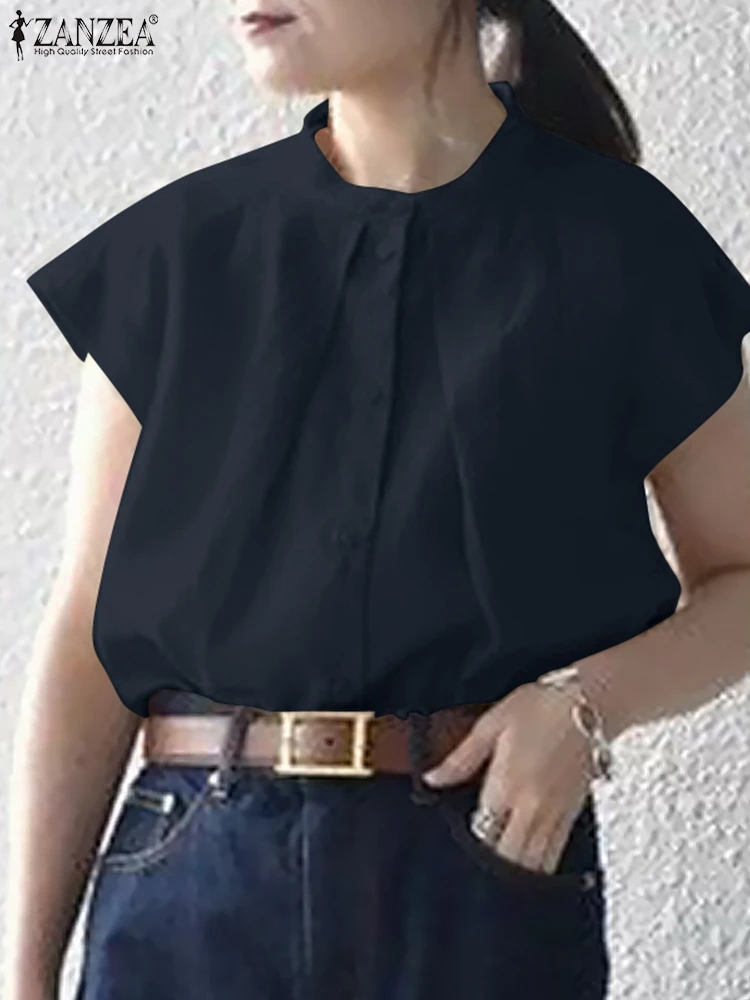 

Женская блузка с коротким рукавом, на пуговицах