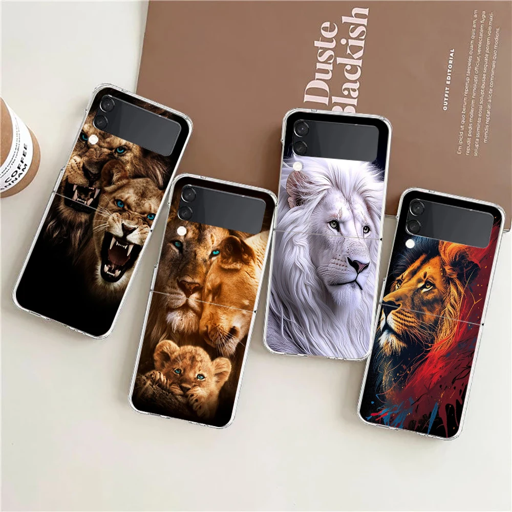 Жесткий поликарбонатный чехол The Lion для телефона Samsung Galaxy Z Flip 4 5 6 черный 3 складные