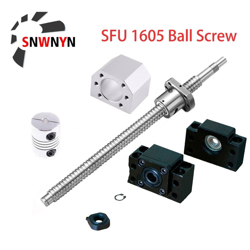 

RM1605 Set SFU1605 Rolled Ball Screw C7 With End Machined+1605 Ball Nut + Nut Housing+BK/BF12 End Support +Coupler For CNC Parts