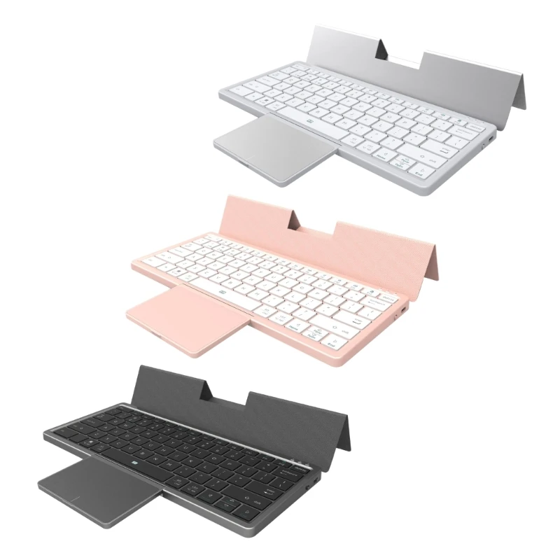 

Wireless Keyboard Multi-Device BT 5.2 Keyboard with Foldable Touchpad Removable Keyboard Cover Stand for Windows Android