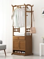 large capacity simple coat rack cabinet door design solid wood bedroom hanger wardrobe diversified storage floor clothes bag