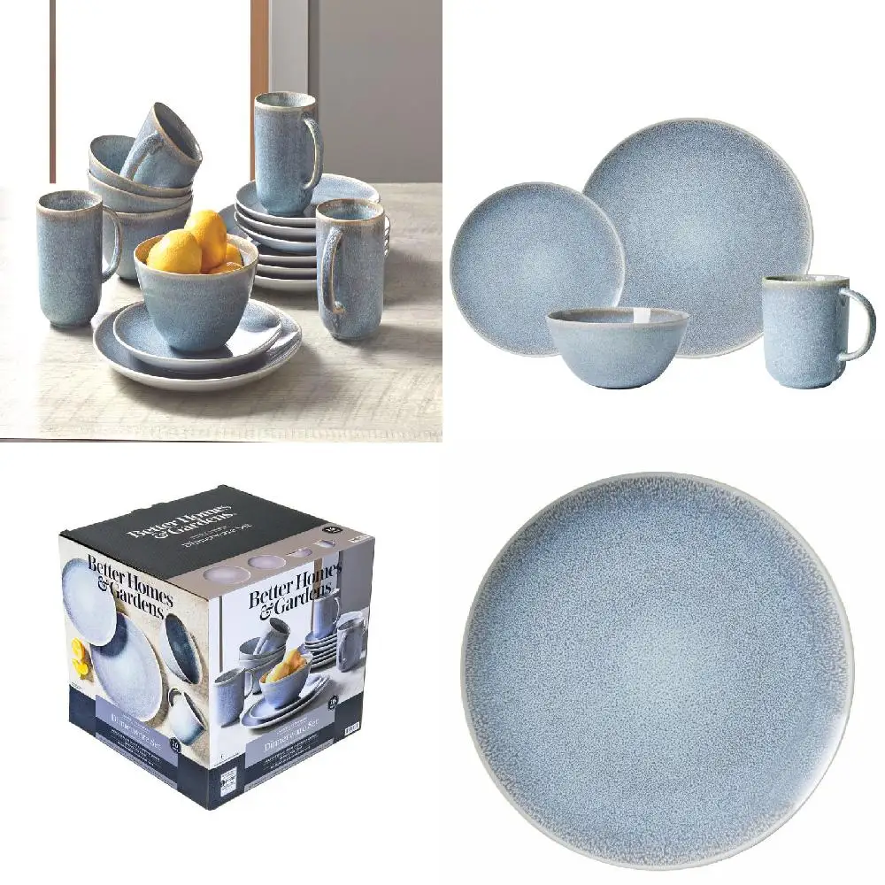 

Stunning 16-Piece Blue Linette Round Stoneware Dinnerware Set - Ideal for Special Occasions and Everyday Use