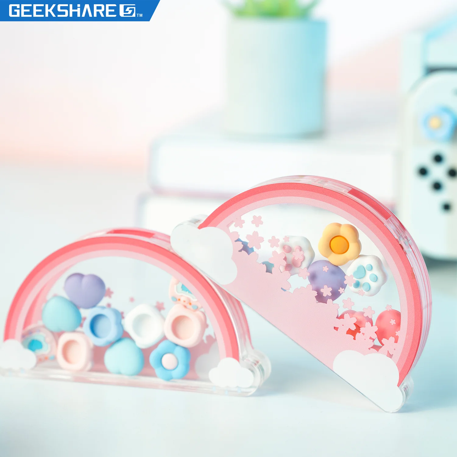 

GeekShare Nintendo Switch колпачки для пальцев коробка для хранения кавайная Радужная Магнитная акриловая коробка для захвата большого пальца колпачки аксессуары NS