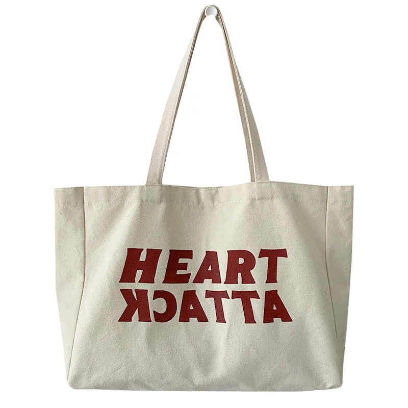 

Bkpp Letters Print Canvas Tote Bag Women Eco Shoulder Shopper Bag Korean Summer Thick Cloth Handbag Large Shopping Bag for Girl
