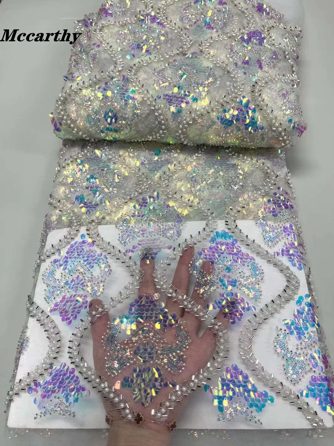 

White Wedding Lace Fabric 2022 High Quality embroidery French tulle lace Nigeria lace fabric Luxury Sequins And Beads For Dress