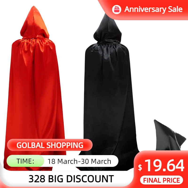 

Red+Black/Purple+Black 2in1 Vampire Cloak, Adult Kids Hooded Cloak Women Men Halloween Costumes Costume Cloaks (150cm)