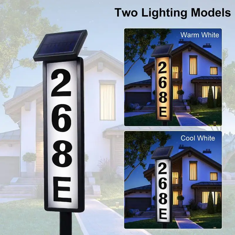 

Led House Number Sign Address Light Easy To Install 2 Lighting Modes Garden Door Sign Warm/ Cool White Lights Waterproof