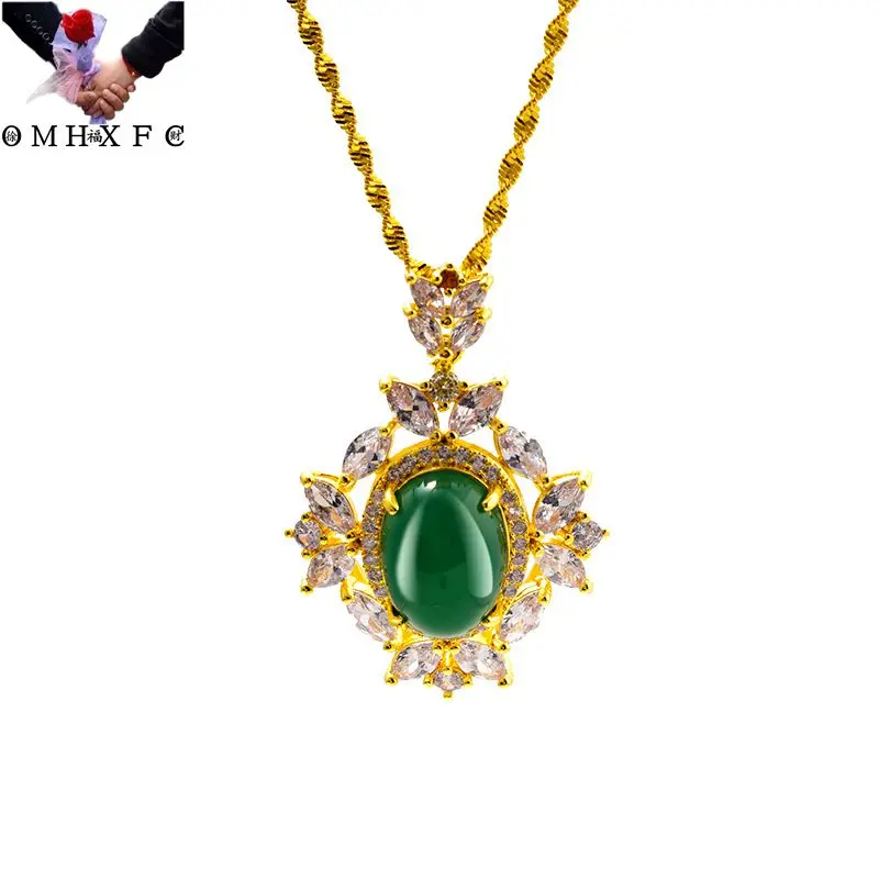 

OMHXFC Wholesale PN651 European Fashion Fine Woman Party Birthday Wedding Gift Shiny AAA Zircon 24KT Gold Pendant Charm NO CHAIN