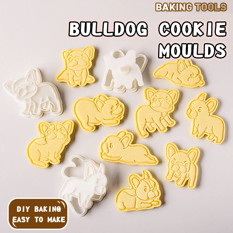 

Baking Mold Bulldog Cookie Cutter 3d Stereo Cartoon Milk Dog Biscuit Stamper Puppy Pastry Fondant Diy Kitchen Bake Decorate Tool