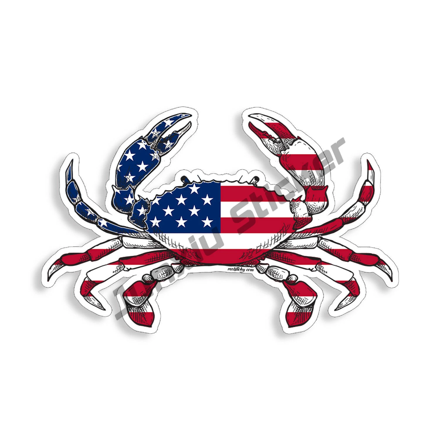 

USA Crab Sticker American Flag Beach Cup Laptop Vehicle Window Bumper Decal Reflective Anti Scratch Exterior Decor PVC13x10cm