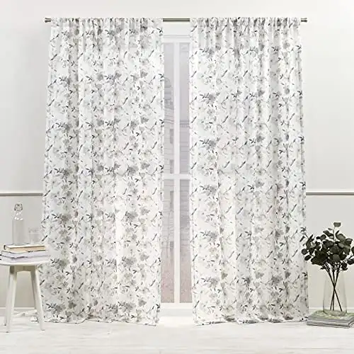 

Light Filtering, Semi Sheer Rod Pocket Curtain Panels, 54"x84", Grey, Set of 2