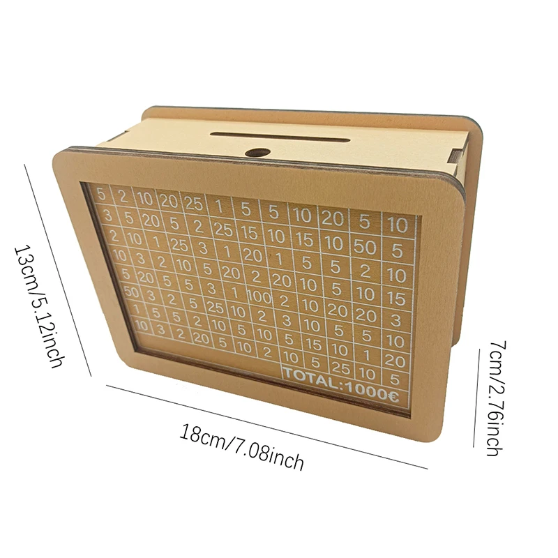 1000/2000/3000 евро копилка деревянная многоразовая с футляром для экономии цифр