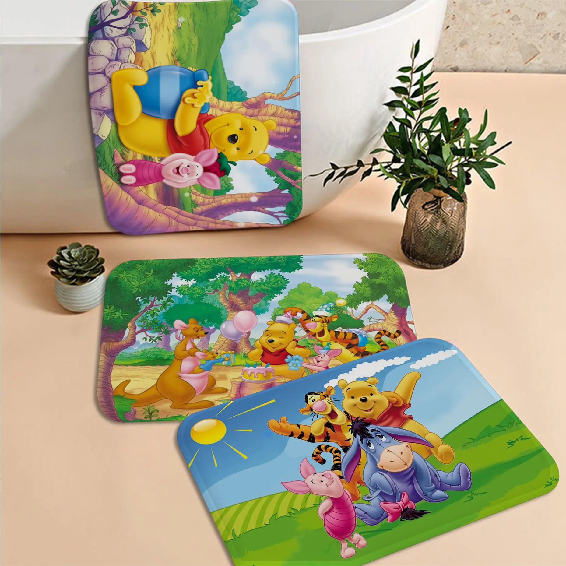

Disney Cute Winnie The Pooh Long Rugs Nordic Style Bedroom Living Room Doormat Home Balcony Anti-Slip Welcome Doormat