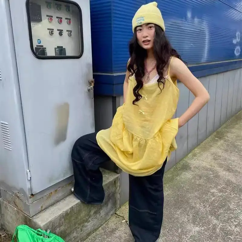 Женское кружевное платье без рукавов Genayooa платье-трапеция в стиле Харадзюку на