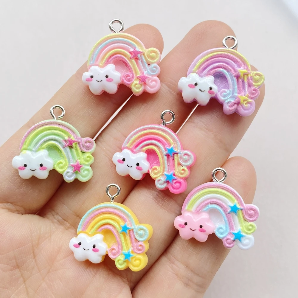 12 шт. подвески из смолы с рисунком облака радуги аксессуары для декора сделай сам