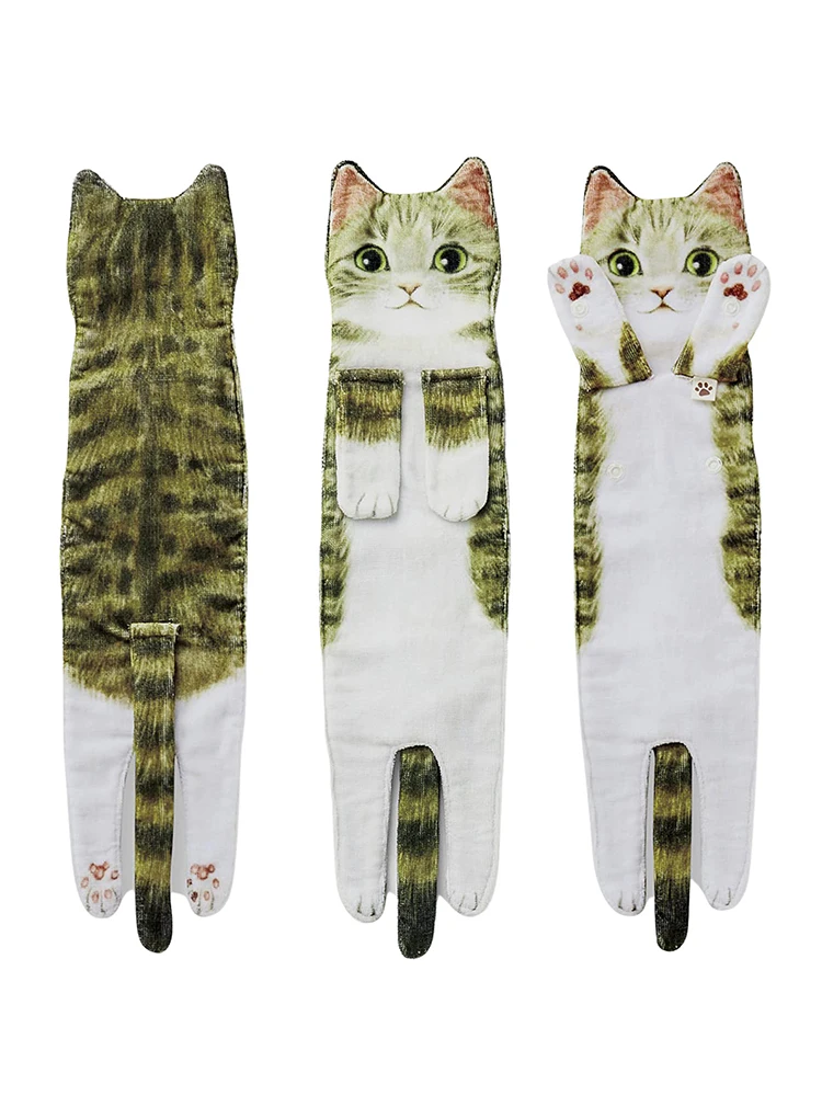

Милые полотенца для рук в форме кошки, длинные салфетки в форме кошки, банные полотенца для ванной, кухни, супер впитывающие подвесные Кошеч...