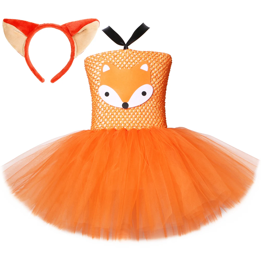 

Костюм лисы Ника для девочек на Хэллоуин, карнавальвечерние платье, оранжевое мультяшное платье-пачка, детская одежда для косплея Crazy Animal