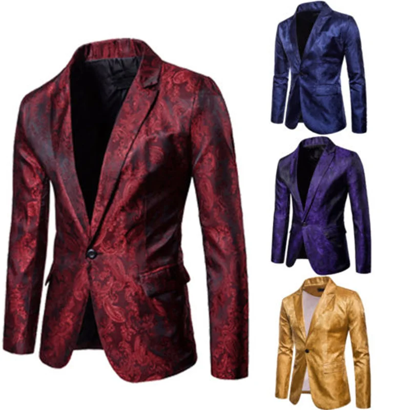 

hirigin Stylish Men's Casual Slim Fit Formal Blazer One Button Party Floral Formal Casual Business Suit Blazer Coat Jacket Tops