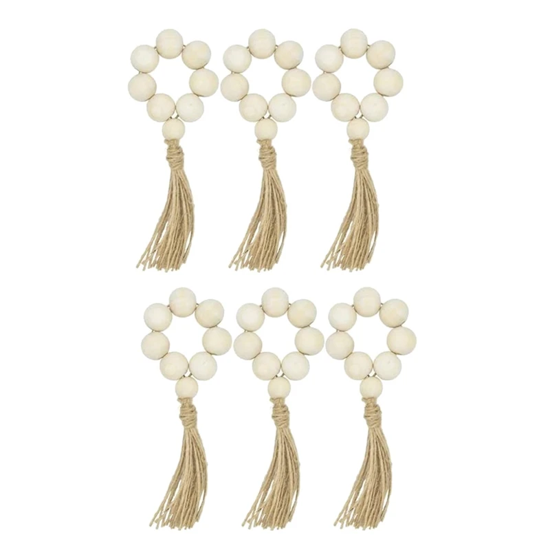 

Set Of 18 Beaded Wood Napkin Rings With Table Setting Wedding Party Décor Accessories Napkin Holder Natural Style