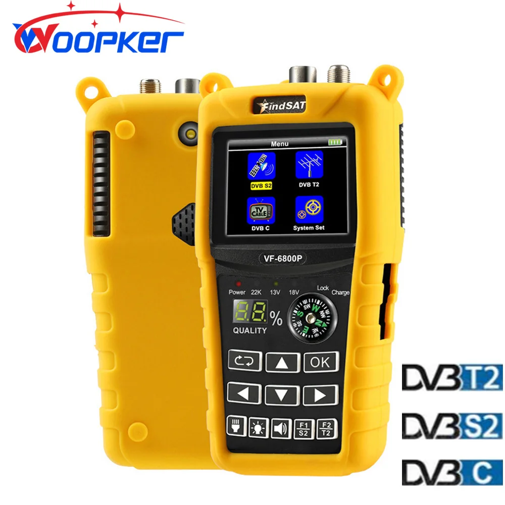 Woopker VF 6800P спутниковый искатель DVB-T2 DVB-S2 DVB-C MPEG4 Цифровой 2 4-дюймовый ЖК-дисплей HD