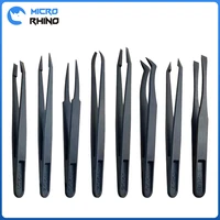 8pcs anti static carbon fiber tweezers plastic soft elastic pincet set industrial precision electronic repair hand tools parts