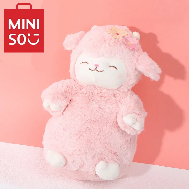 

MINISO Sheep Baa Series Plush Cherry Blossom Warm White Doll Soft Lamb Standing Kawaii Pillow Children's Toy Birthday Gift