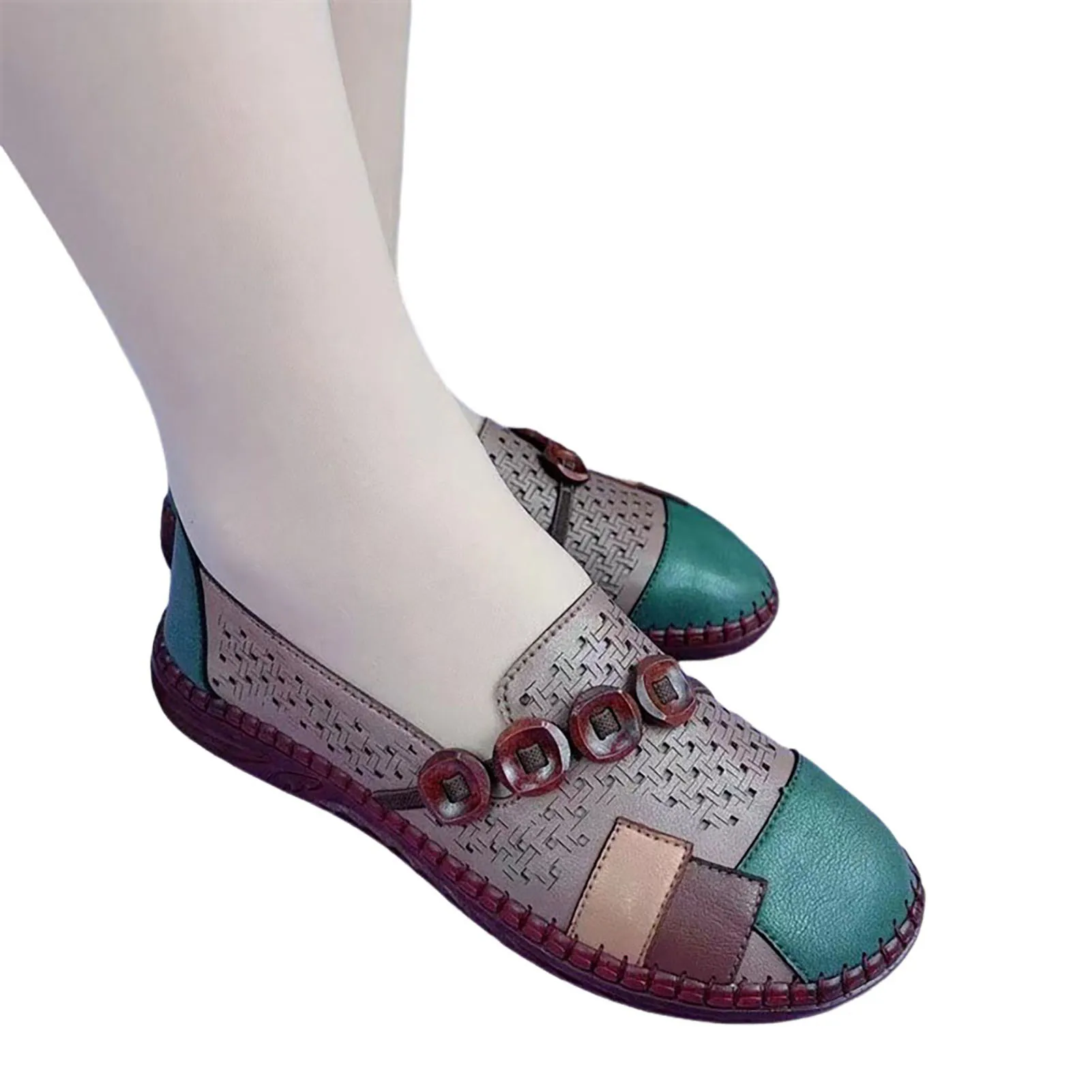 

PU Leather Slip On Women Shoes Anti-Slip Versatile PU Leather Shoes Suitable for Walking Dacing Wear