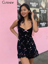 Cutenew-minivestido de verano con flores bordadas para mujer...