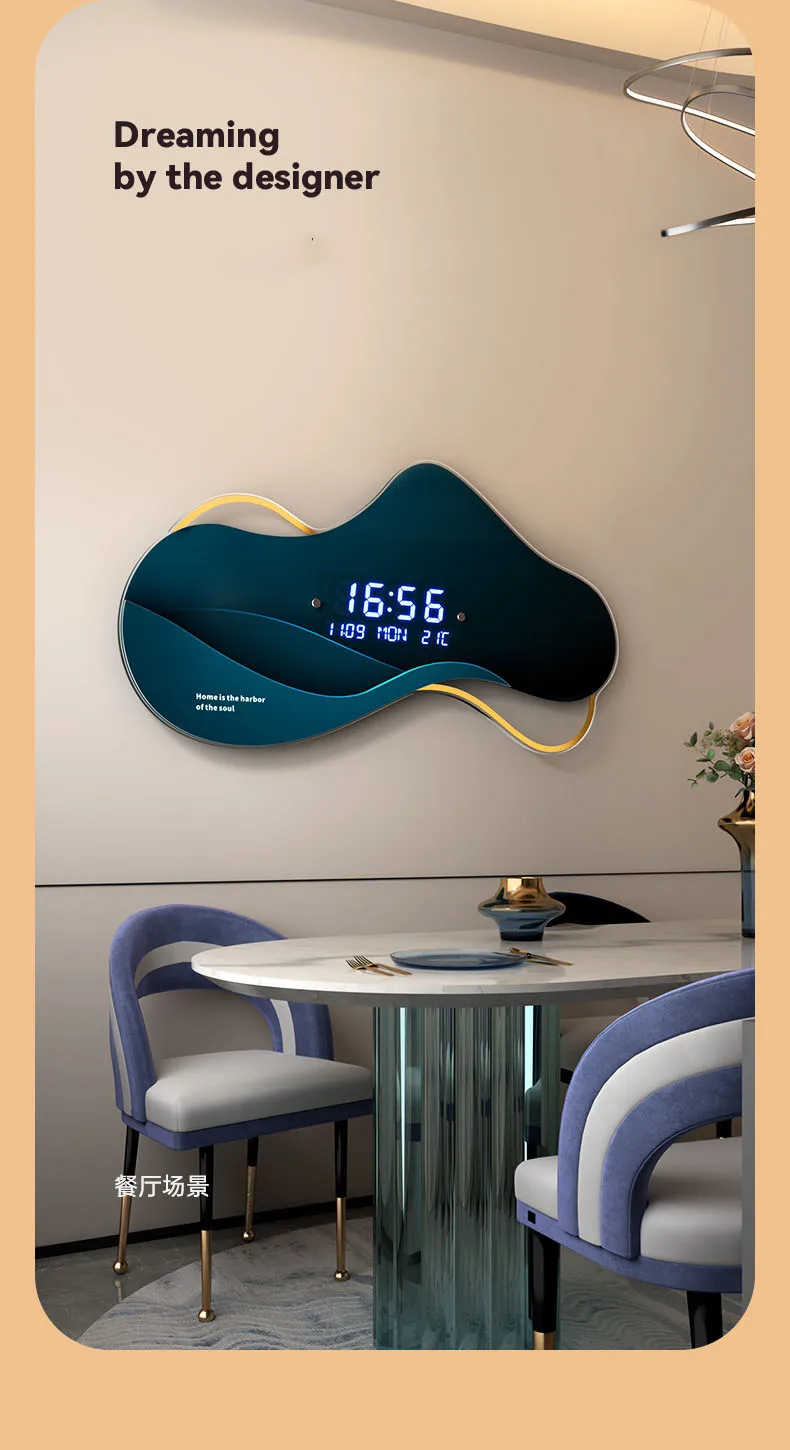 Зеркальные настенные 3d-часы Klokken бесшумные цифровые светодиодные с календарем