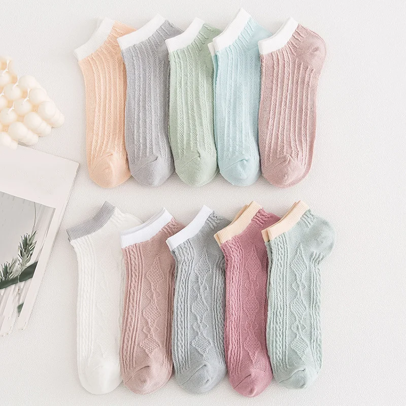 10Pairs Women Socks Spring Summer Cute Japanese Boat Socks Shallow Mouth Low Cut Cotton Ins Tide Thin Ankle Sock