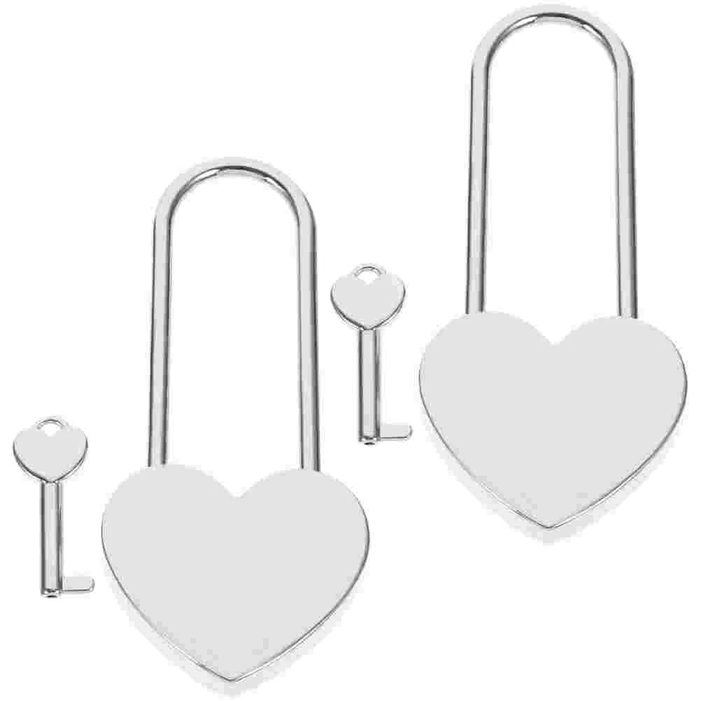 

2 Sets Heart Shape Lock Couple Love Lock Diary Lock Travel Suitcase Luggage Padlock and Key