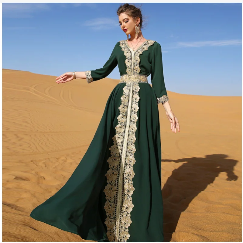 

Ramadan Eid Chiffon Abaya Dubai Turkey Islam Muslim Long Dress Abayas for Women Robe Caftan Marocain De Soiree Femme Musulmane