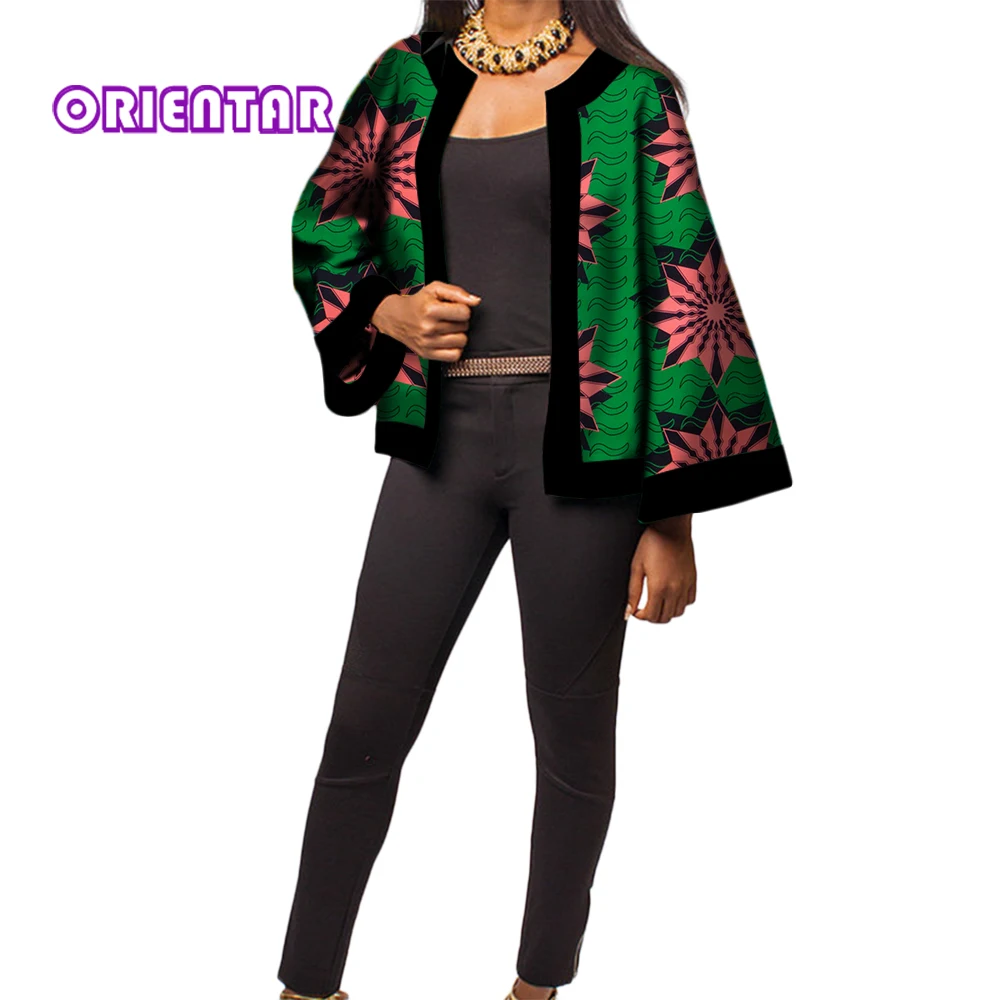 African Clothes for Women Casual Long Sleeve Coat Retro Pattern Print Coats Streetwear Female African Tops Outwears WY063
