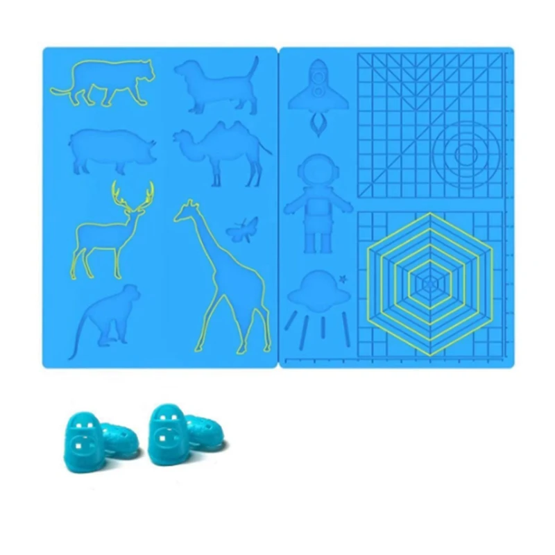 

3D Pen Mat, 3D Printing Pen Silicone Design Mat With Patterns, 3D Printer Pens Drawing Tools With 4 Finger Protectors