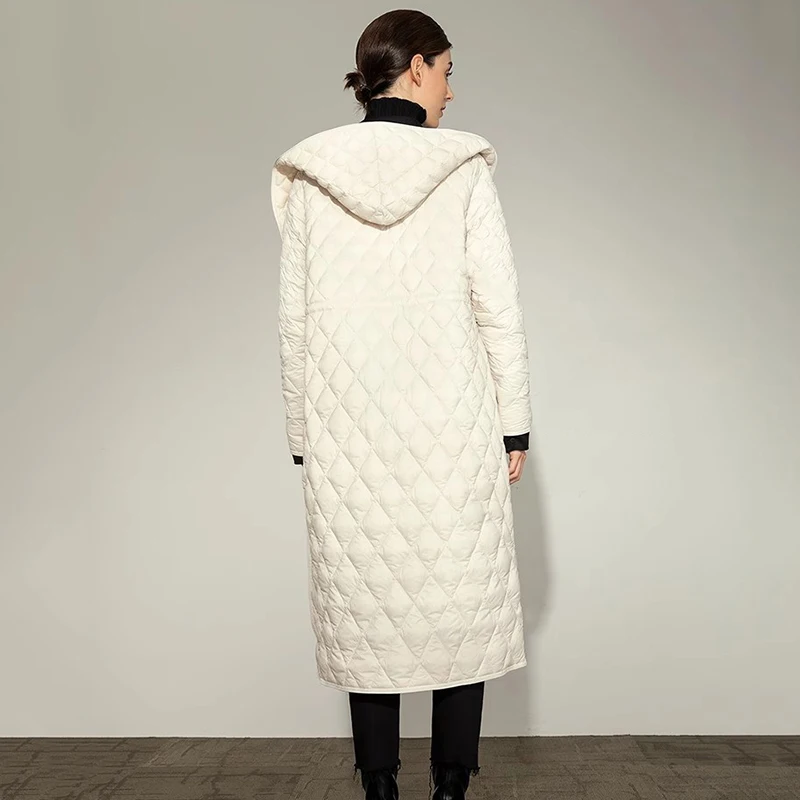 Винтажные толстые повседневные стеганые пуховики с капюшоном женская длинная